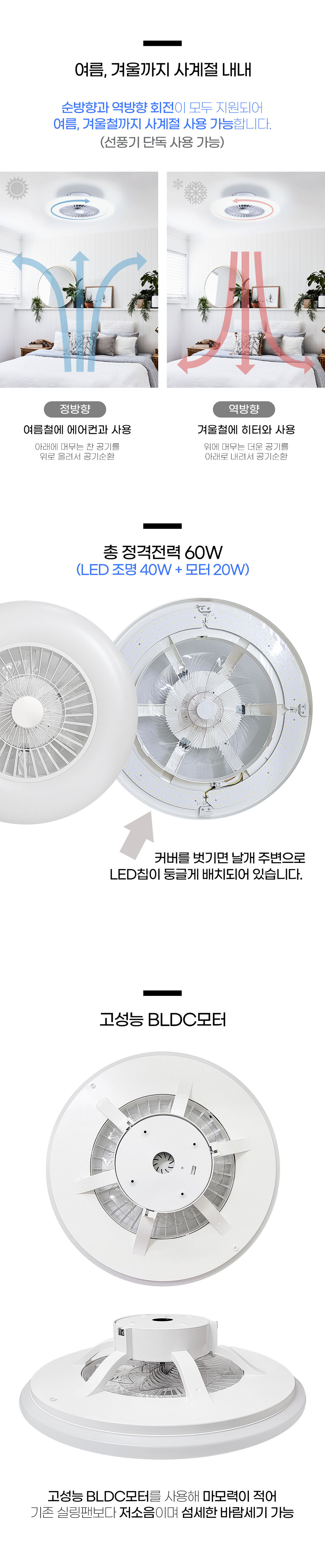 LED 천장 선풍기 방등 인테리어 조명
